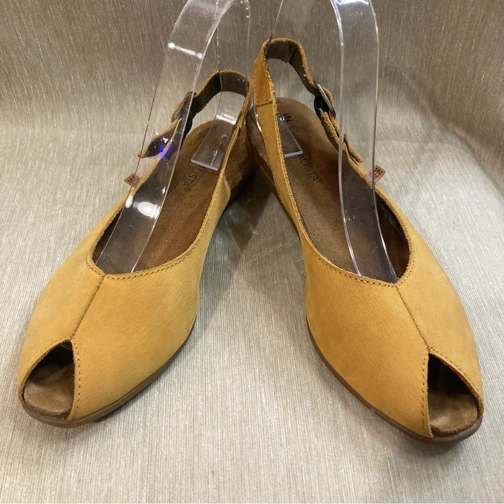 EL NATURALISTA Sz 38 Yokono Suede Peep Toe Velcro Closure Shoes Sandals